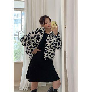 Leopard Dumble Zip Jacket Ivory - One Size