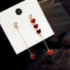 Heart Linked Heart Drop Threader Earring