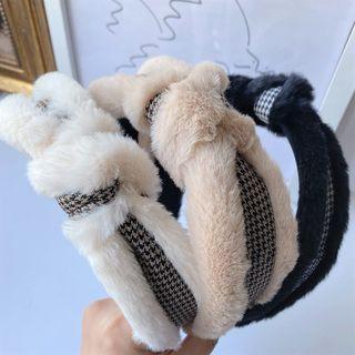 Houndstooth Faux Fur Headband