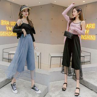 Mesh Accordion Pleat Skort