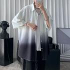 Elbow-sleeve Gradient Floral Embroidered Shirt