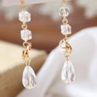 Faux Crystal Alloy Bow Dangle Earring 1 Pair - Gold - One Size