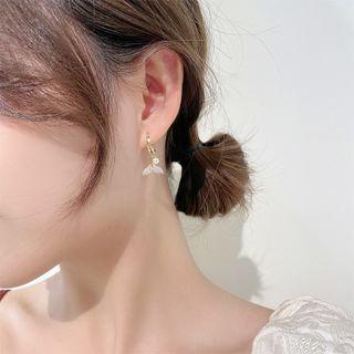 Fish Tail Ear Stud 1 Pair - Silver Pin - Fish Tail - Gold - One Size