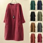 3/4-sleeve Corduroy Dress