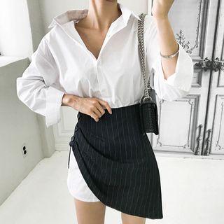 Set: Long Shirt + Striped Skirt