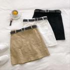 Double Pocket High-waist Cargo Skirt With Belt
