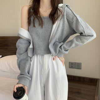 Fleece-lined Zipped Jacket / Camisole Top