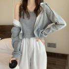 Fleece-lined Zipped Jacket / Camisole Top