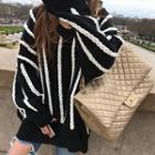 V-neck Contrast-braided Oversized Sweater
