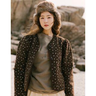 Buttoned Floral Fleece Jacket