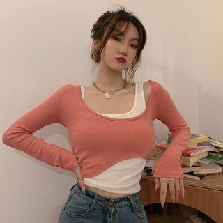 Set: Long-sleeve T-shirt + Asymmetrical Tank Top
