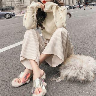 Mock Neck Sweater / Wide Leg Pants / Set
