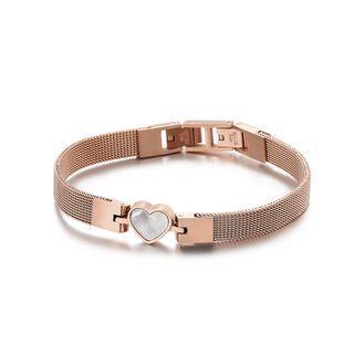Simple And Romantic Plated Rose Gold Shell Heart-shaped 316l Stainless Steel Bracelet Rose Gold - One Size