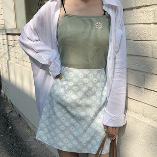 Flower Print Camisole / Floral Print A-line Skirt