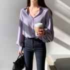 Balloon-sleeve Colored Blouse