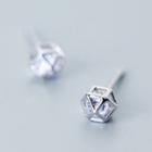 925 Sterling Silver Caged Rhinestone Stud Earring Silver - One Size