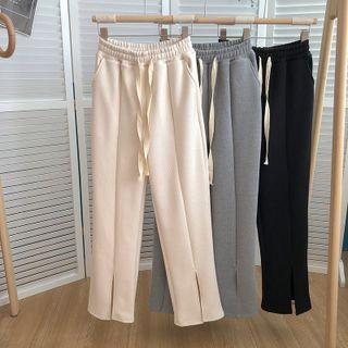 Plain Split Shift Drawstring Harem Pants