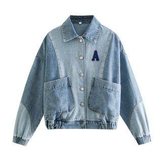 Lettering Two-tone Denim Jacket