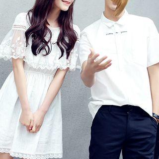 Couple Matching Short-sleeve Shirt / A-line Mini Dress