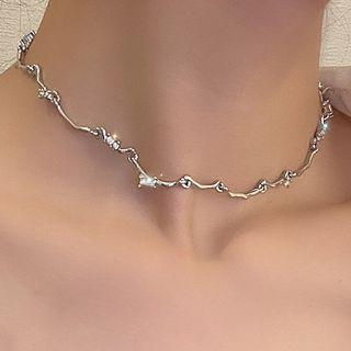 Irregular Wave Chain Necklace 4120 - 1 Pc - Silver - One Size
