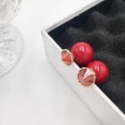 Rhinestone & Bead Through & Through Earring Red - One Size