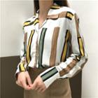 Color-block Striped Loose-fit Long-sleeve Shirt