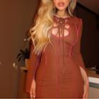 Long-sleeve Lace Up Sheath Dress