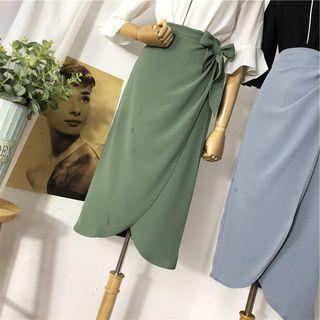 Asymmetric Chiffon Midi Wrap Skirt