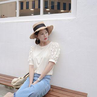 Round-neck Appliqu -sleeve T-shirt