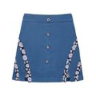 Floral Print Trim Single-breasted Blazer / Mini A-line Skirt