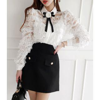 Inset Shorts Flap-detail A-line Skirt