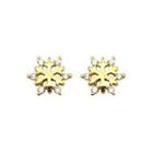 Sterling Silver Snowflake Stud Earring 1 Pair - S925 Silver - Gold - One Size