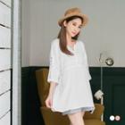 V-neck Crochet Trim Cotton Top