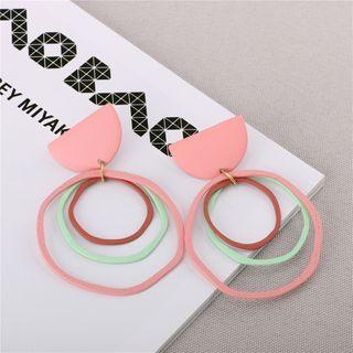 Layered Alloy Hoop Dangle Earring As Shown In Figure - One Size