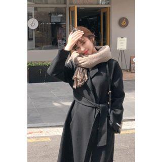 Handmade Wool Blend Wrap Coat Black - One Size