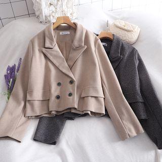 Peak Collar Double-buttoned Woolen Blazer