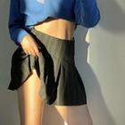 High Waist Pinstripe Mini Pleated Skirt