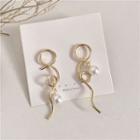 Faux Pearl Curve Alloy Dangle Earring 1 Pair - White & Gold - One Size