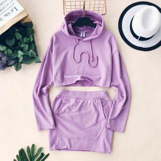 Set: Plain Cropped Hoodie + Mini Pencil Skirt