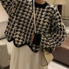 Houndstooth Sweater / Midi A-line Skirt / Crop Harem Pants