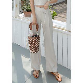 Wide-leg Satin Pants With Sash