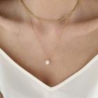 Pearl-pendant Tiered Necklace Gold - One Size