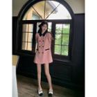 Puff-sleeve Collar Double-breasted Mini A-line Dress