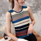 Striped Knitted Tank Top Blue - One Size