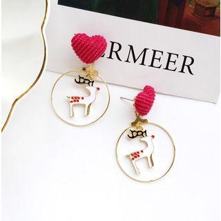 Heart Alloy Deer Hoop Earring