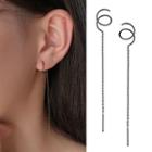 Chained Dangle Earring 1 Pair - Black - One Size