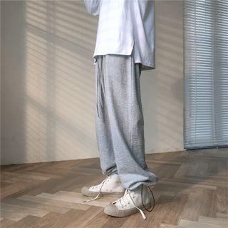 Drawstring-hem Plain Sweatpants