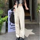 Short-sleeve Striped Bow Cropped T-shirt / Wide Leg Pants