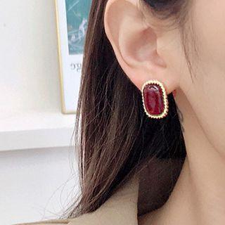 Acrylic Rectangle Earring 1 Pair - Bl0812 - Dark Coffee - One Size