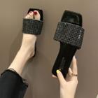 Glitter Square-toe Flat Slide Sandals